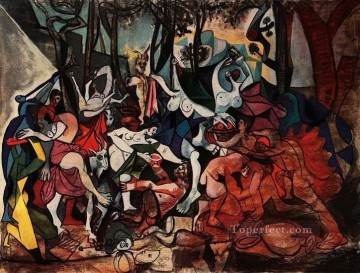 バッカナレスの凱旋パンとプッサン後の 1944 年キュビスト パブロ ピカソ Oil Paintings
